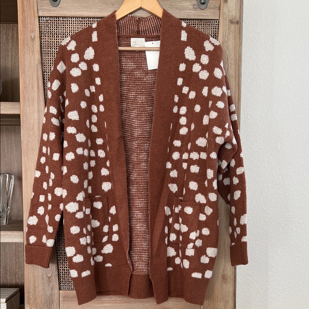 Nordstrom Dee Elly Brown and cream Women open long cardigan Sweater